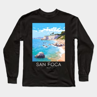 A Pop Art Travel Print of San Foca - Italy Long Sleeve T-Shirt